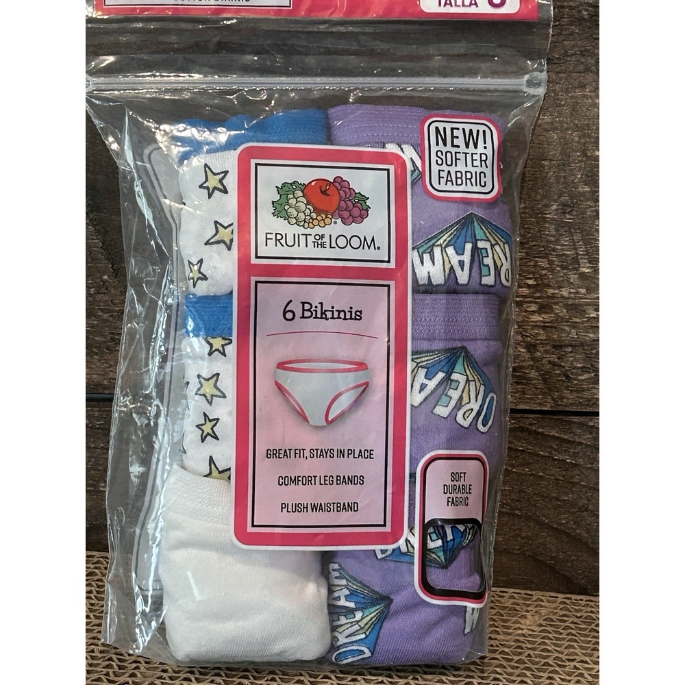Fruit of the Loom‎ Girls' Size 6 6pk Assorted Bikini sealed